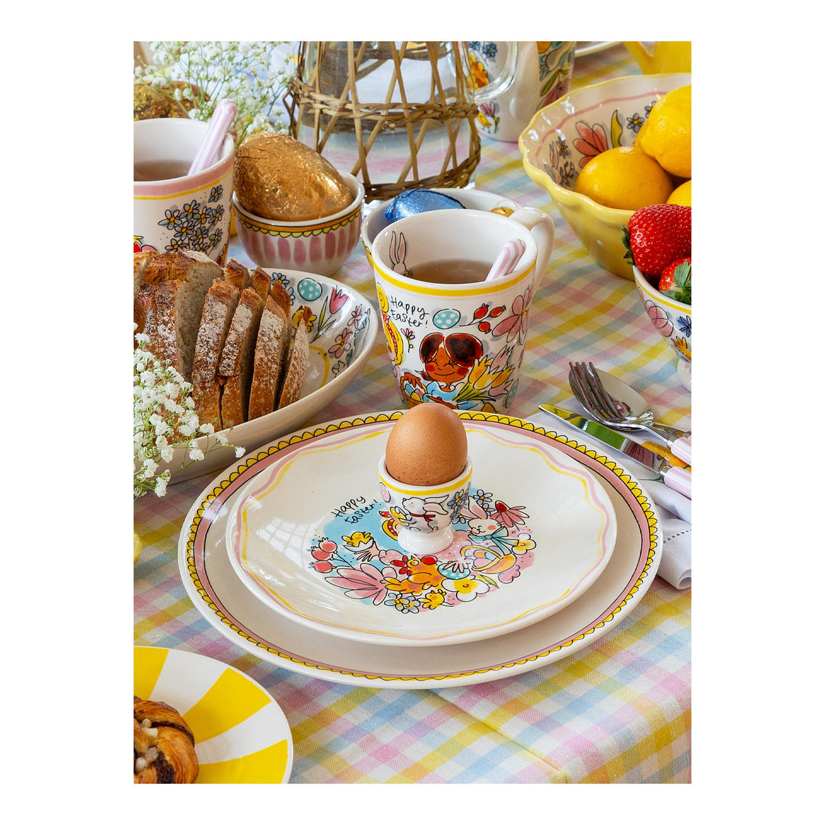 TELLER Frohe Ostern in Bunt - 22cm - Multicolor, Keramik (21.8/21.8/2.5cm) - Blond Amsterdam
