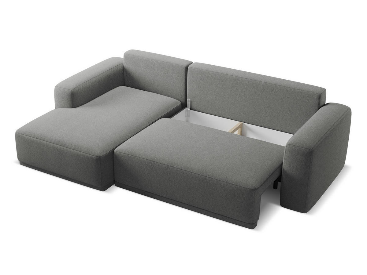 ECKSOFA mit Schlaffunktion Chenille Stoff Grau - Schieferfarben/Schwarz, Kunststoff/Textil (160/258cm) - Makamii