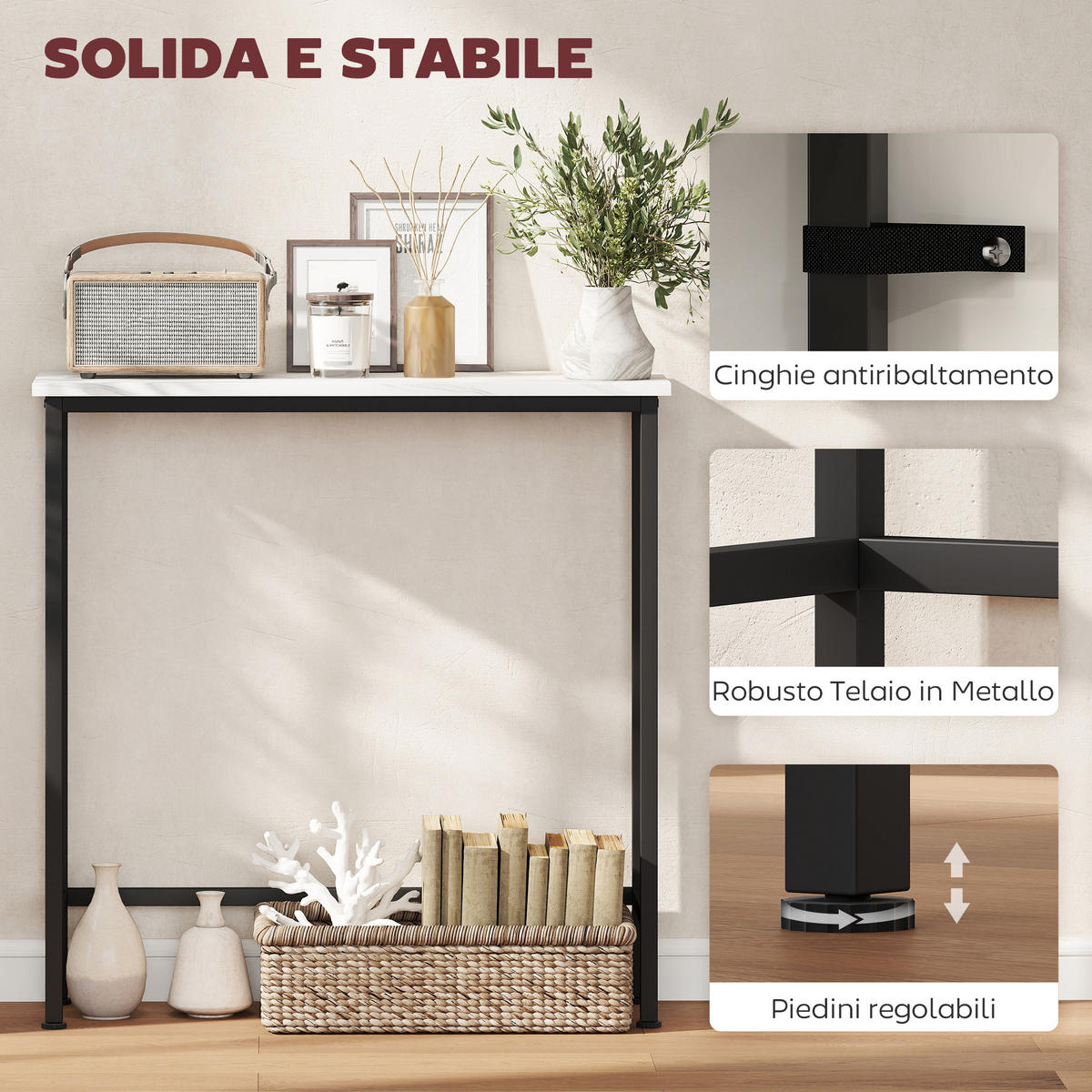 KONSOLENTISCH Weiß Schwarz Spanplatte 1 Stück - Weiß, Kunststoff (75/24/76cm) - GiPP