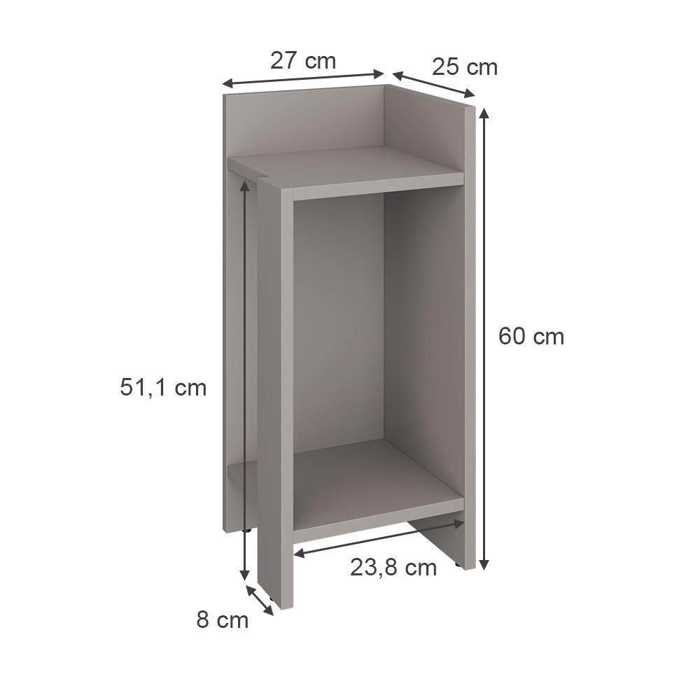 NACHTTISCH Lenar Greige 27 x 60 cm 2er-Set - Greige, Holzwerkstoff (27/60/25cm) - Vicco
