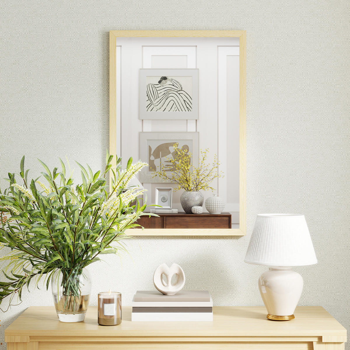 WANDSPIEGEL DE-14340 rechteckig 60x40 cm Natur - Naturfarben, Glas (40/60/2cm) - ComfortXL