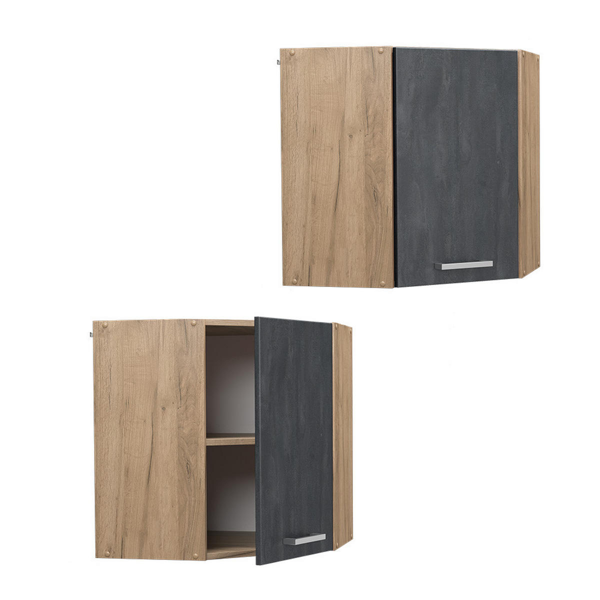 ECKHÄNGESCHRANK R-Line Schwarz Beton 57 cm - Honigeiche/Eiche Wotan, Holzwerkstoff (57/60/34.1cm) - Vicco