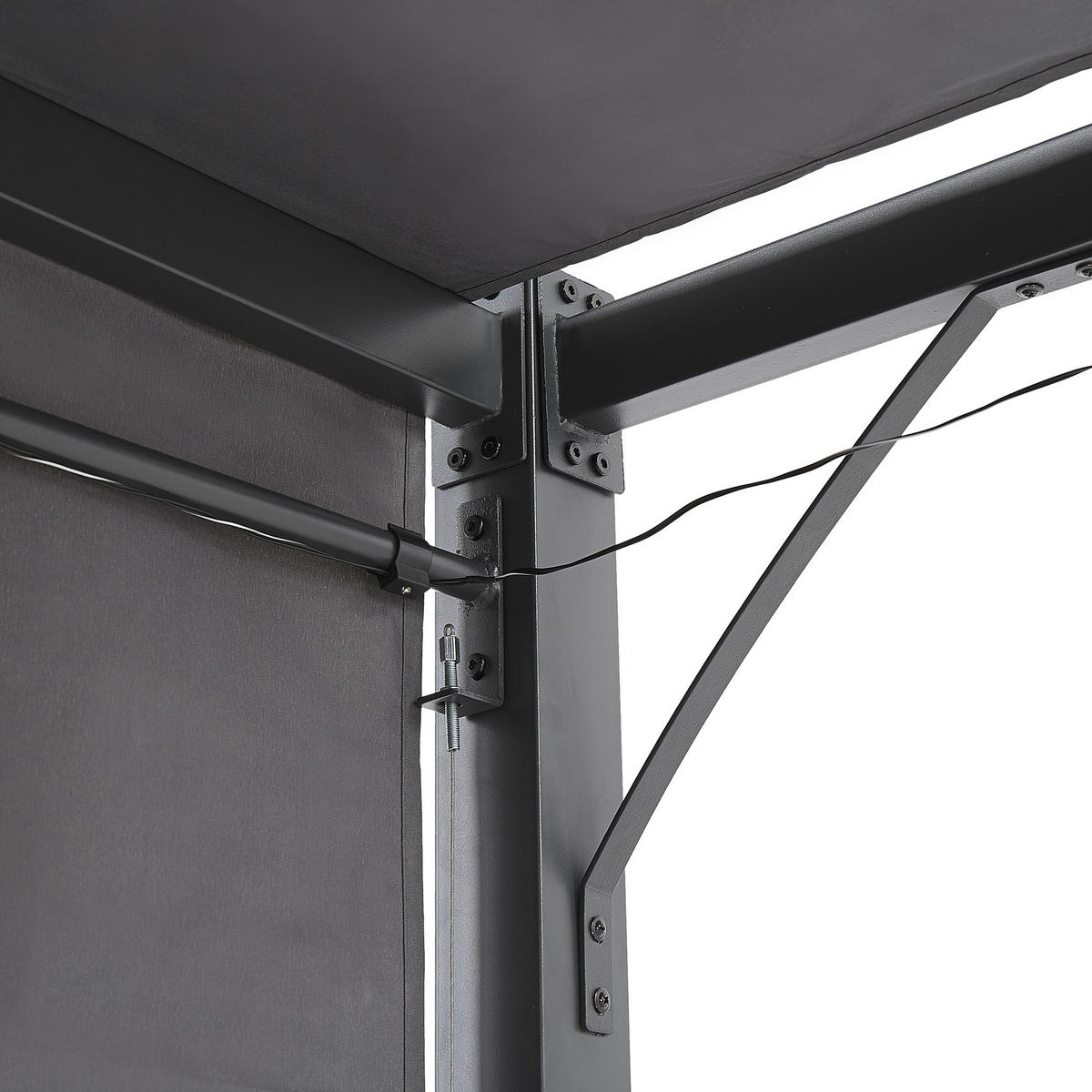 PERGOLA s LED osvětlením Ocel tmavě šedá 310/310 cm Parga - šedá/černá, kov (310/215/310cm) - Beliani