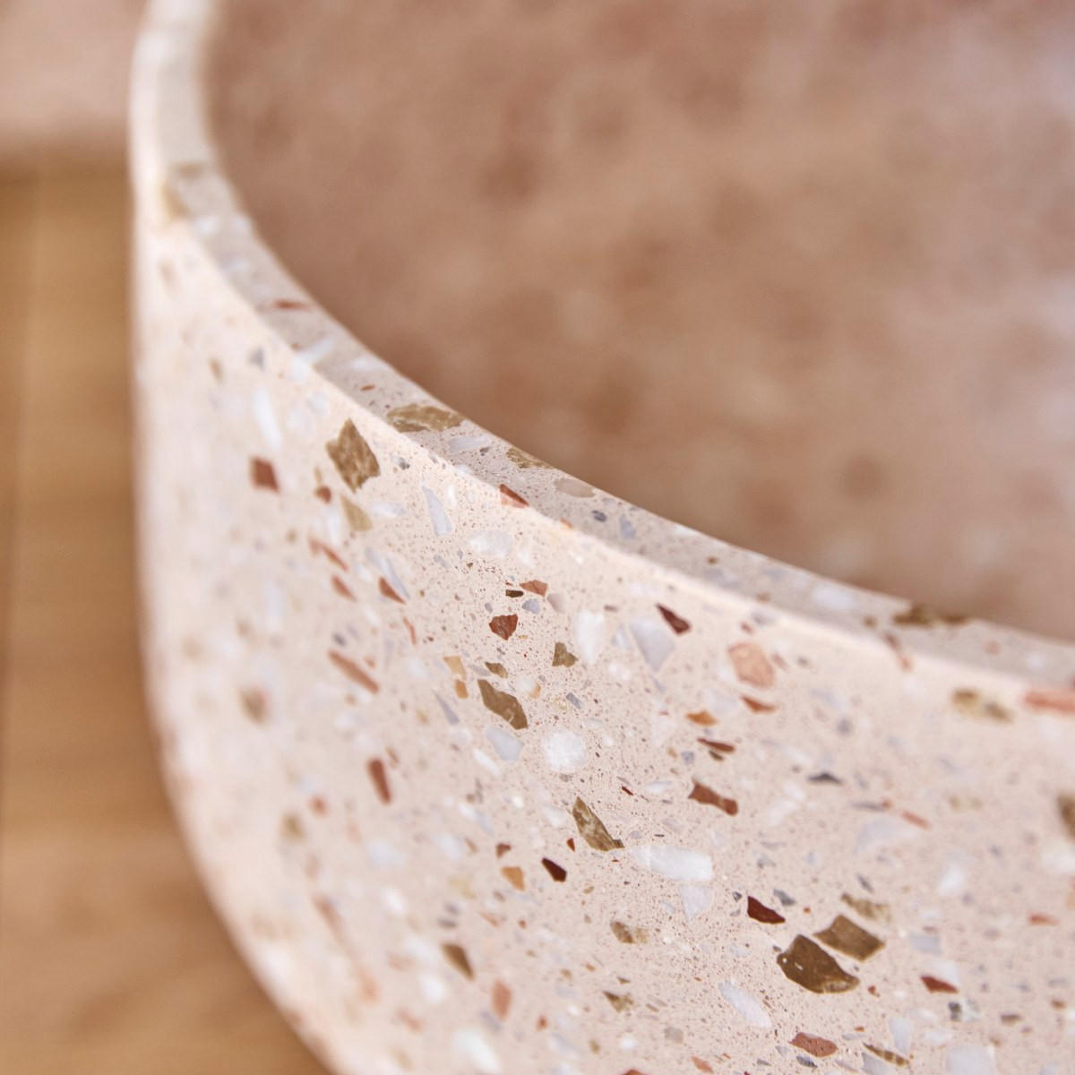 WASCHBECKEN Milos Rosa aus Premium-Terrazzo - Pink, Stein (40/14/40cm) - Tikamoon