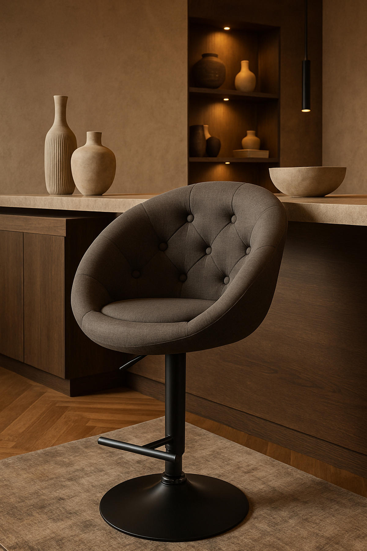 BARHOCKER Landern Stoff schwarz dunkelgrau - Dunkelgrau/Schwarz, Textil (65/128/57cm) - TPFLiving