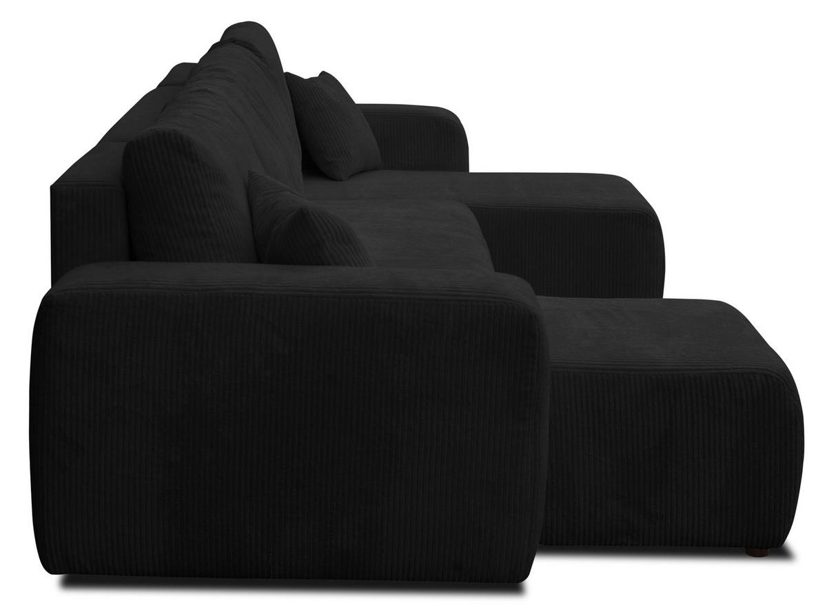 WOHNLANDSCHAFT LUNA U-FORM mit Schlaffunktion und Bettkasten (Schwarz) - Schwarz, Textil (312/83/142cm) - VENASI MÖBEL