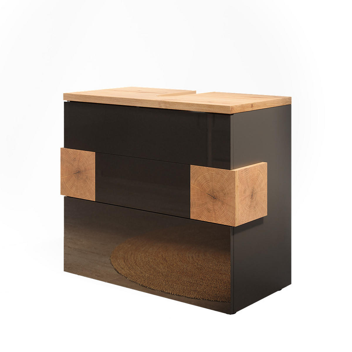 WASCHBECKENUNTERSCHRANK Eden Anthrazit 70 x 64.5 cm mit 2 Schubladen - Anthrazit/Eiche Artisan, Holzwerkstoff (70/64.5/37cm) - Vicco