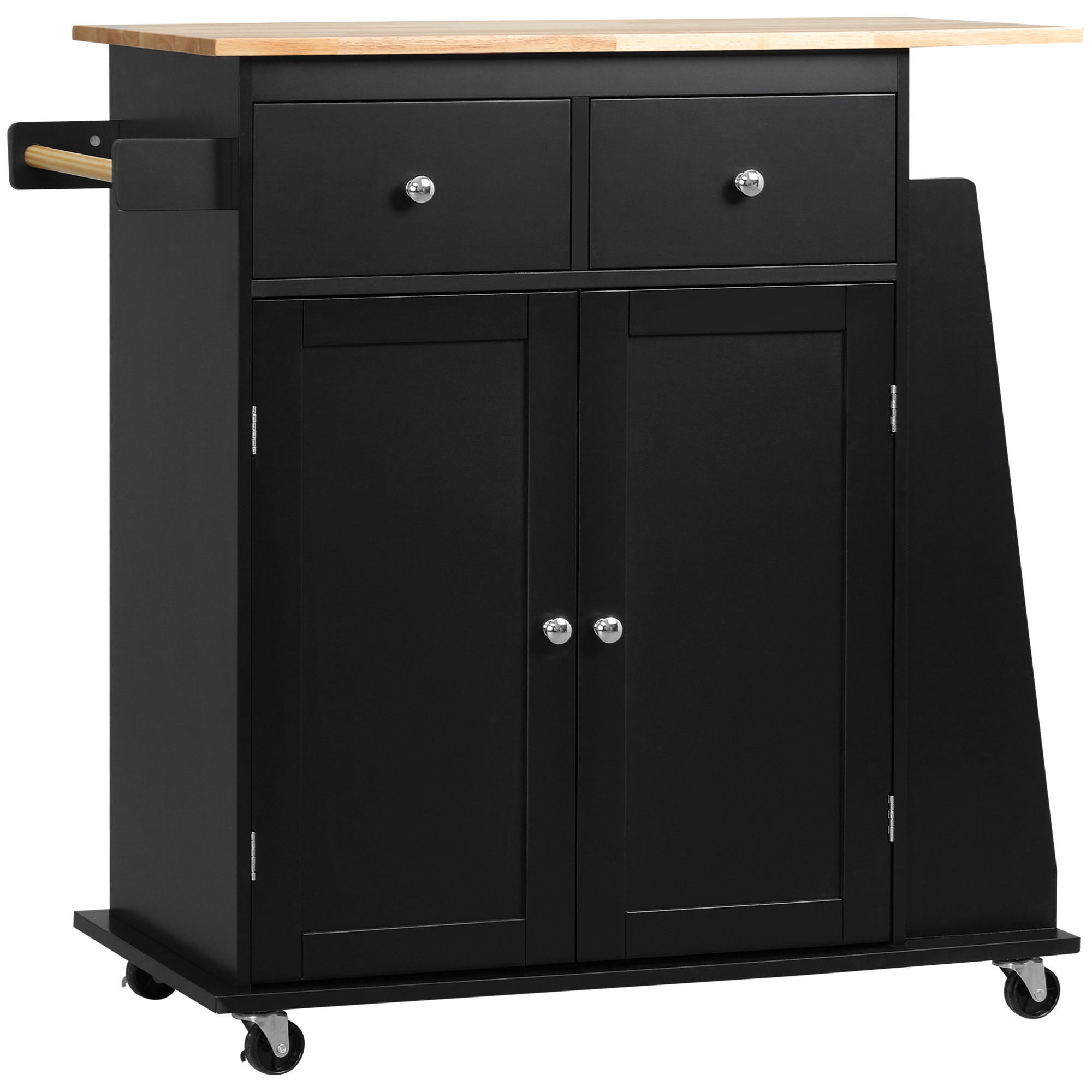 KÜCHENWAGEN DE-11023 2 Schubladen Schwarz/Hévéa - Schwarz, Holzwerkstoff (45/89.5/89cm) - ComfortXL