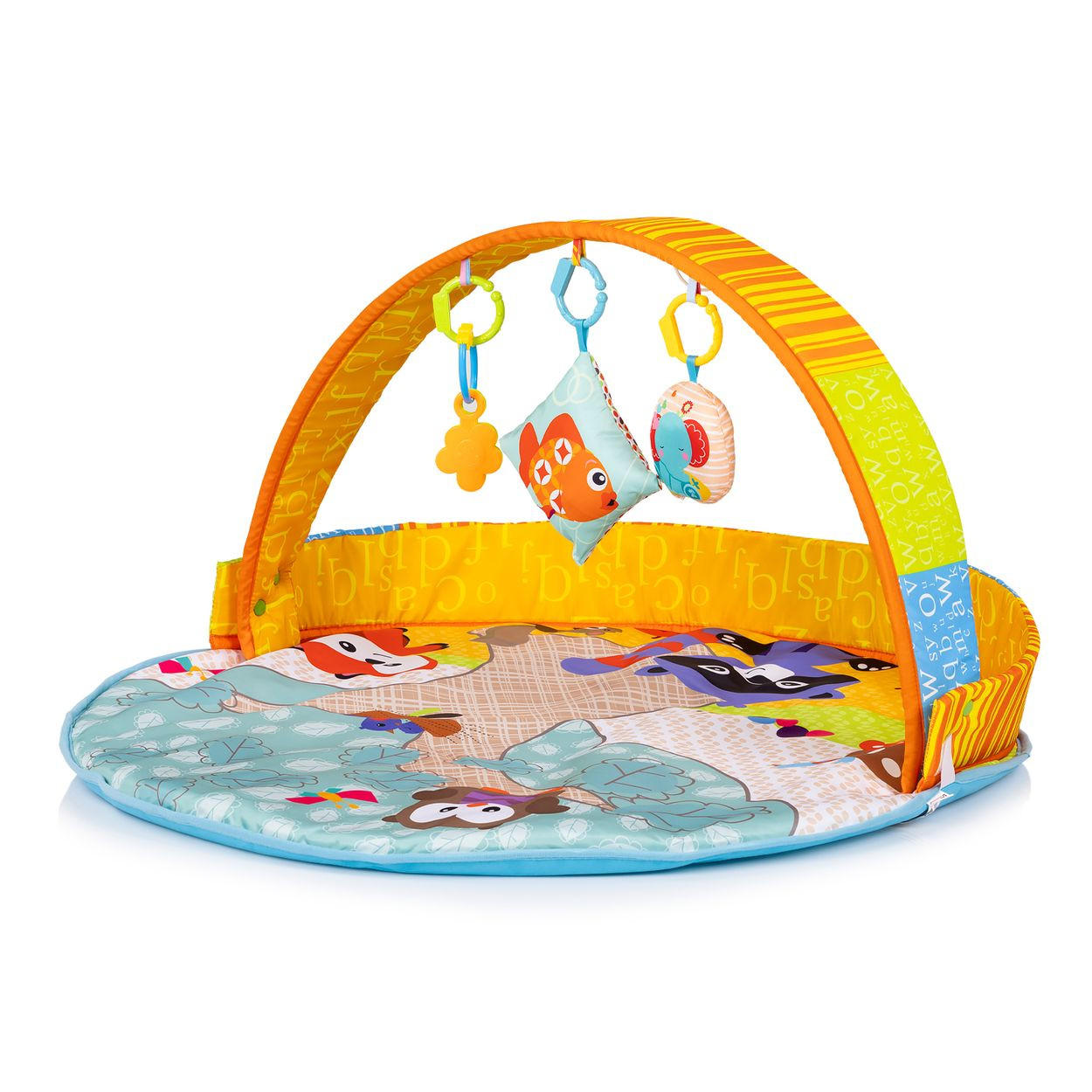 SPIELBOGEN Tiere gelb Beißring, Rassel, Plüschkissen, klappbar, abnehmbar, ab Geburt - Gelb, Textil (80/15/80cm) - Chipolino