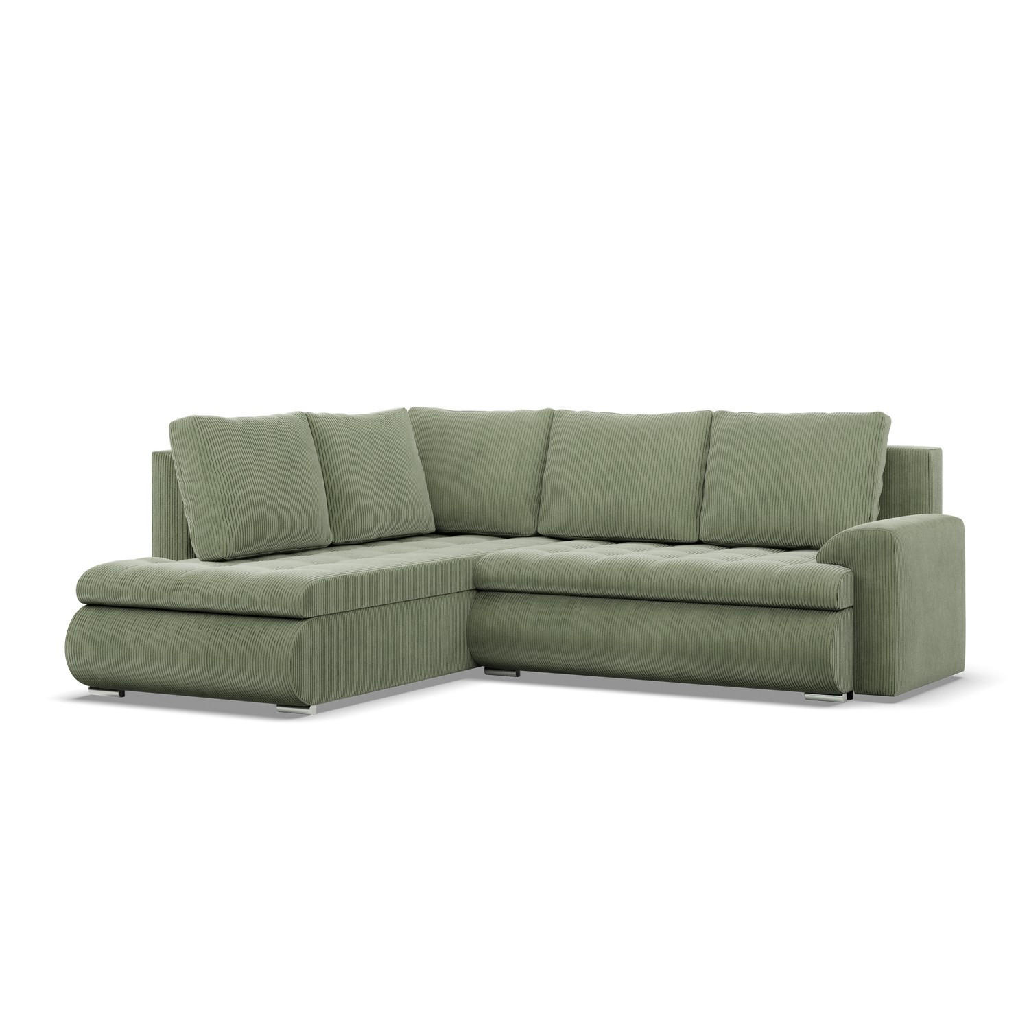 ECKSOFA LINKS MIT SCHLAFFUNKTION FORESTA, Cord - Grün - Grün, Textil (230/200cm) - Mebligo