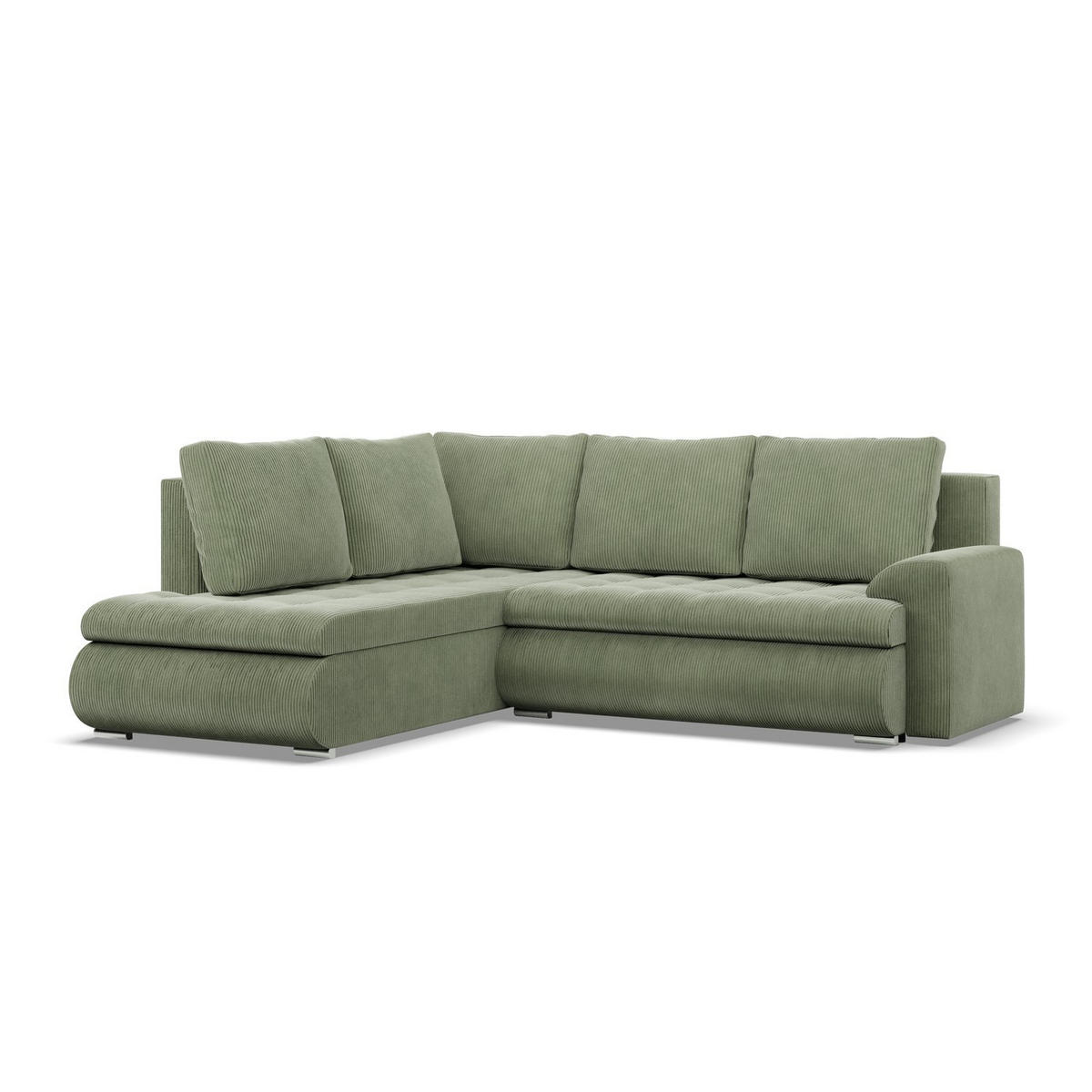 ECKSOFA LINKS MIT SCHLAFFUNKTION FORESTA, Cord - Grün - Grün, Textil (230/200cm) - Mebligo