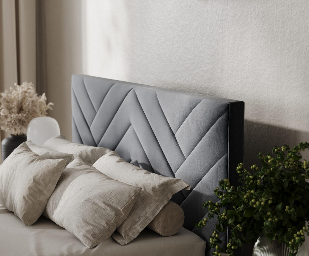 POLSTERBETT Arco 160/200 cm Dunkelgrau im Kronos Stoff - Dunkelgrau/Schwarz, Holz/Holzwerkstoff (160/200cm) - AltaBeds