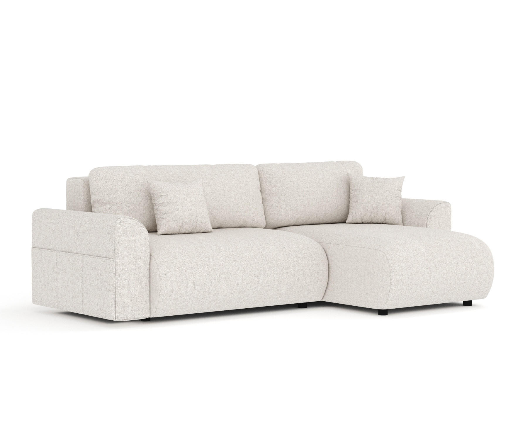 ECKSOFA MIT SCHLAFFUNKTION Bodega Beige Webstoff - Beige/Schwarz, Holz/Holzwerkstoff (235/138cm) - Maison de Reve