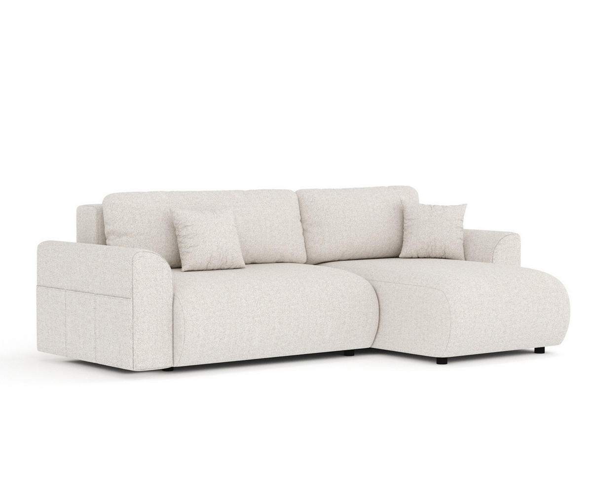 ECKSOFA MIT SCHLAFFUNKTION Bodega Beige Webstoff - Beige/Schwarz, Holz/Holzwerkstoff (235/138cm) - Maison de Reve