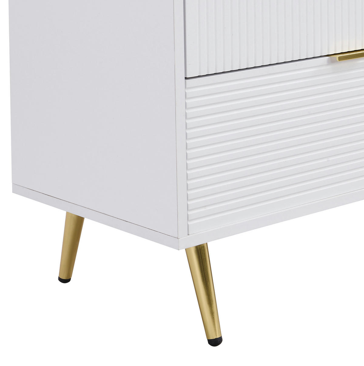 SIDEBOARD 120/38/80.5 cm Weiß/Gold aus MDF mit 3 Schubladen und 2 Türen - Weiß, Holzwerkstoff (38/80.5/120cm) - OKMYHOME