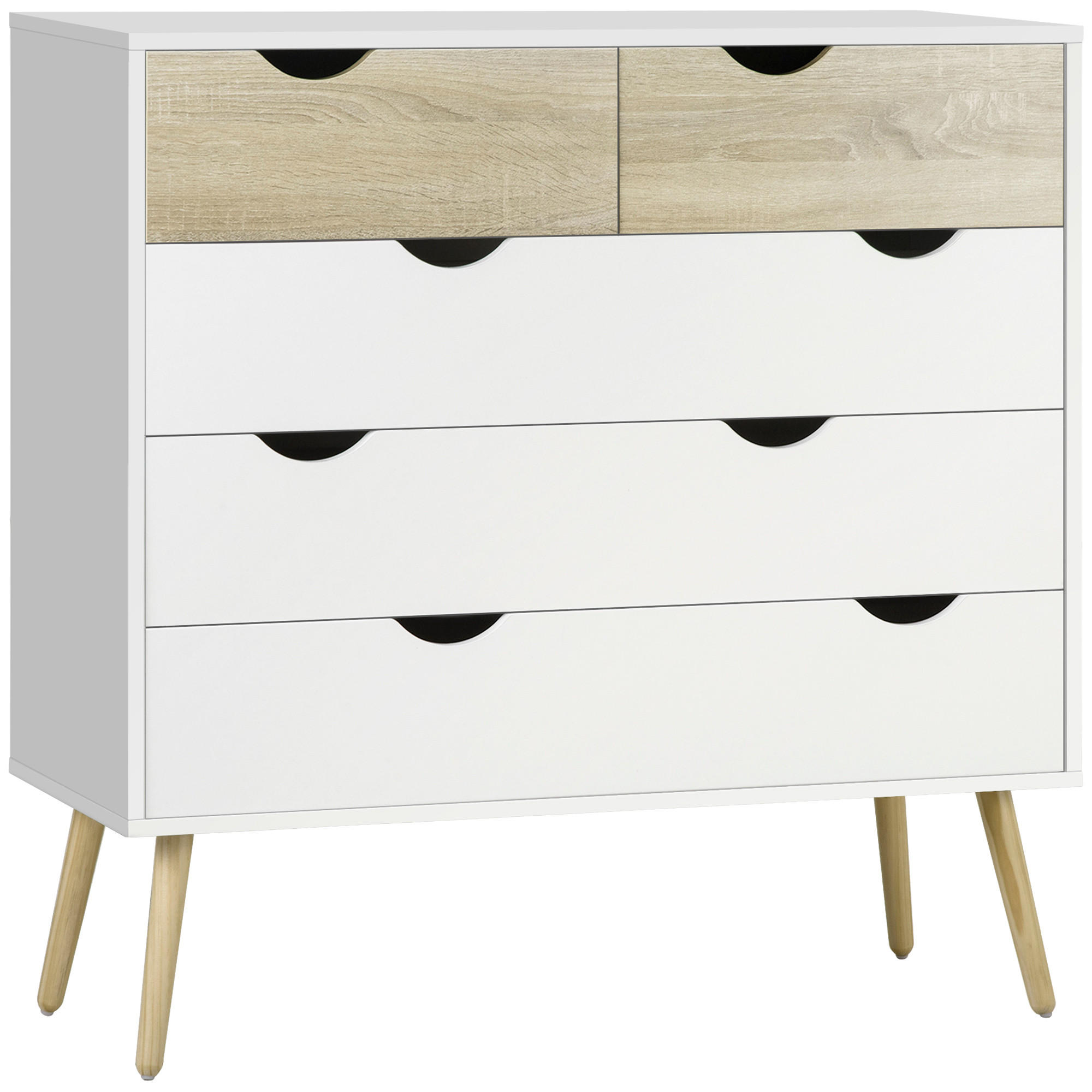 KOMOODE DE-12781 5 Schubladen, skandinavisch Weiß - Weiß, Holzwerkstoff (99/101/39cm) - ComfortXL
