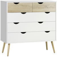 KOMOODE DE-12781 5 Schubladen, skandinavisch Weiß - Weiß, Holzwerkstoff (99/101/39cm) - ComfortXL