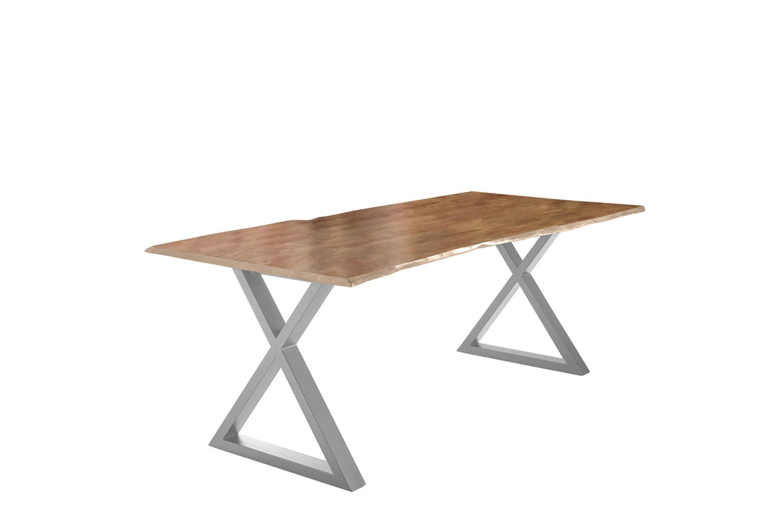 ESSTISCH LUBIN - Beige/Silberfarben, Holz/Metall (100/240/77cm) - SAM