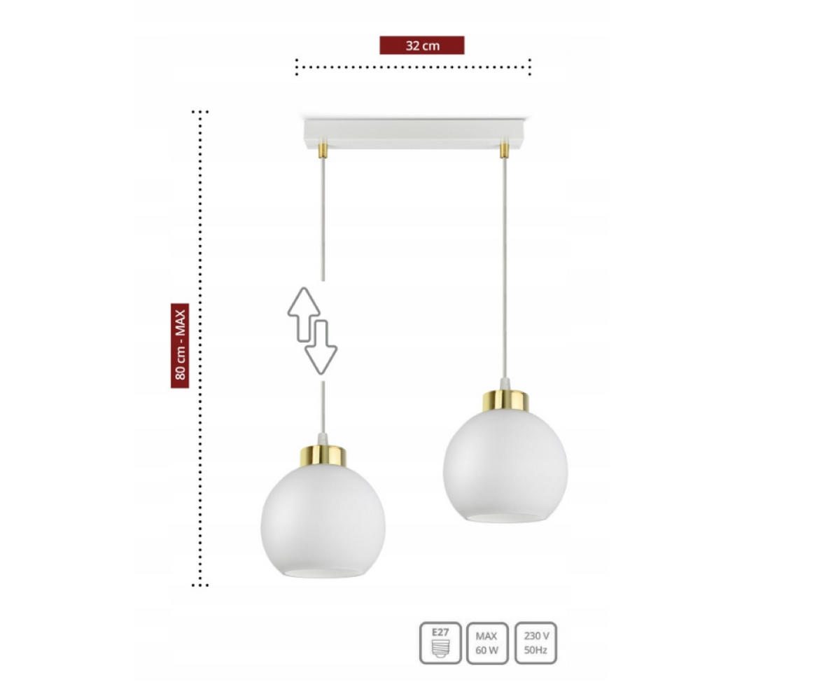 PENDELLEUCHTE GOLDGLAS - Goldfarben/Weiß, Glas/Metall (14/40/80cm) - kiki design