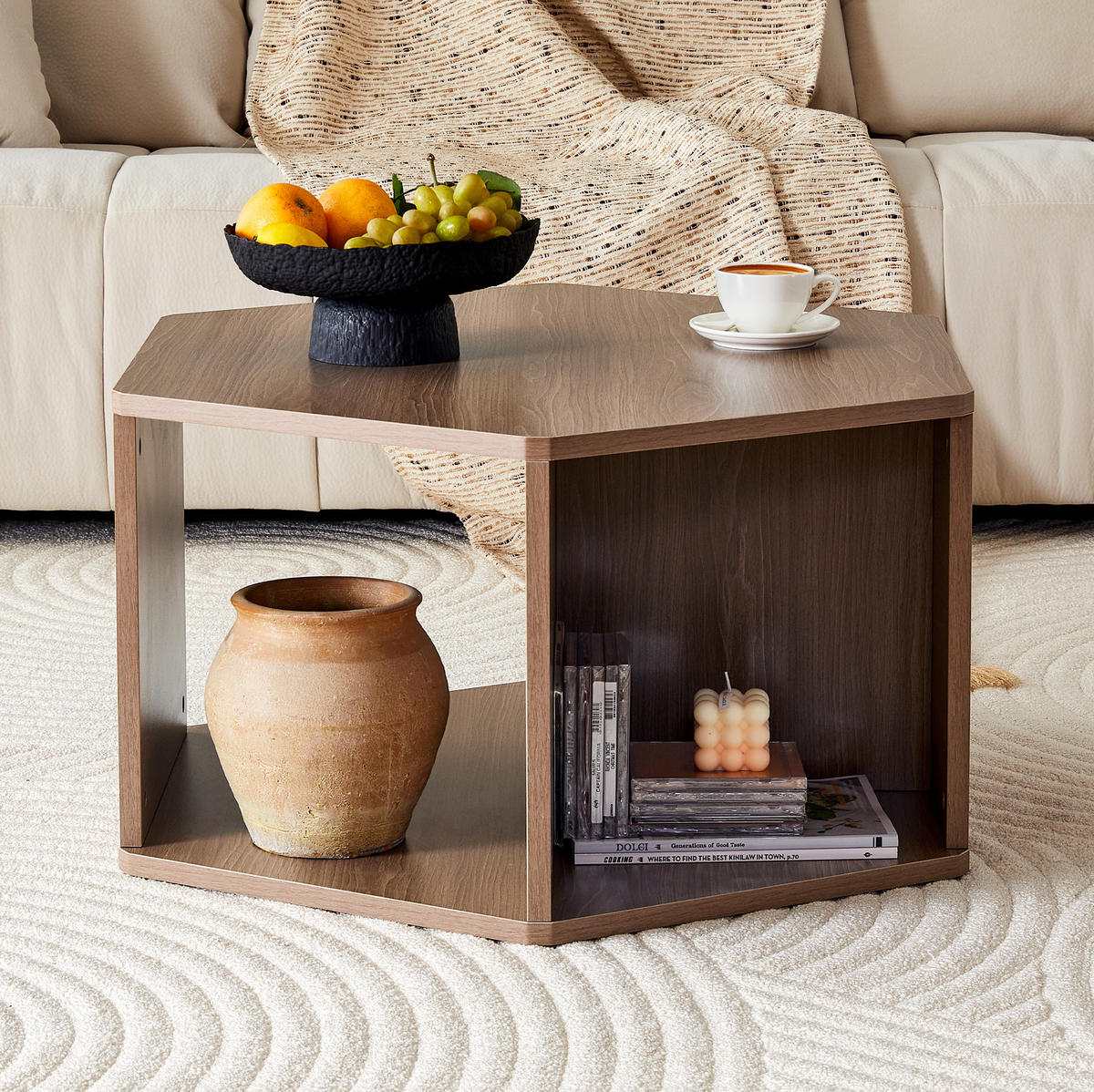 COUCHTISCH aus MDF 69.4x79x40 cm in Braun mit einfacher Montage - Braun, Holzwerkstoff (69.4/79/40cm) - Modfu