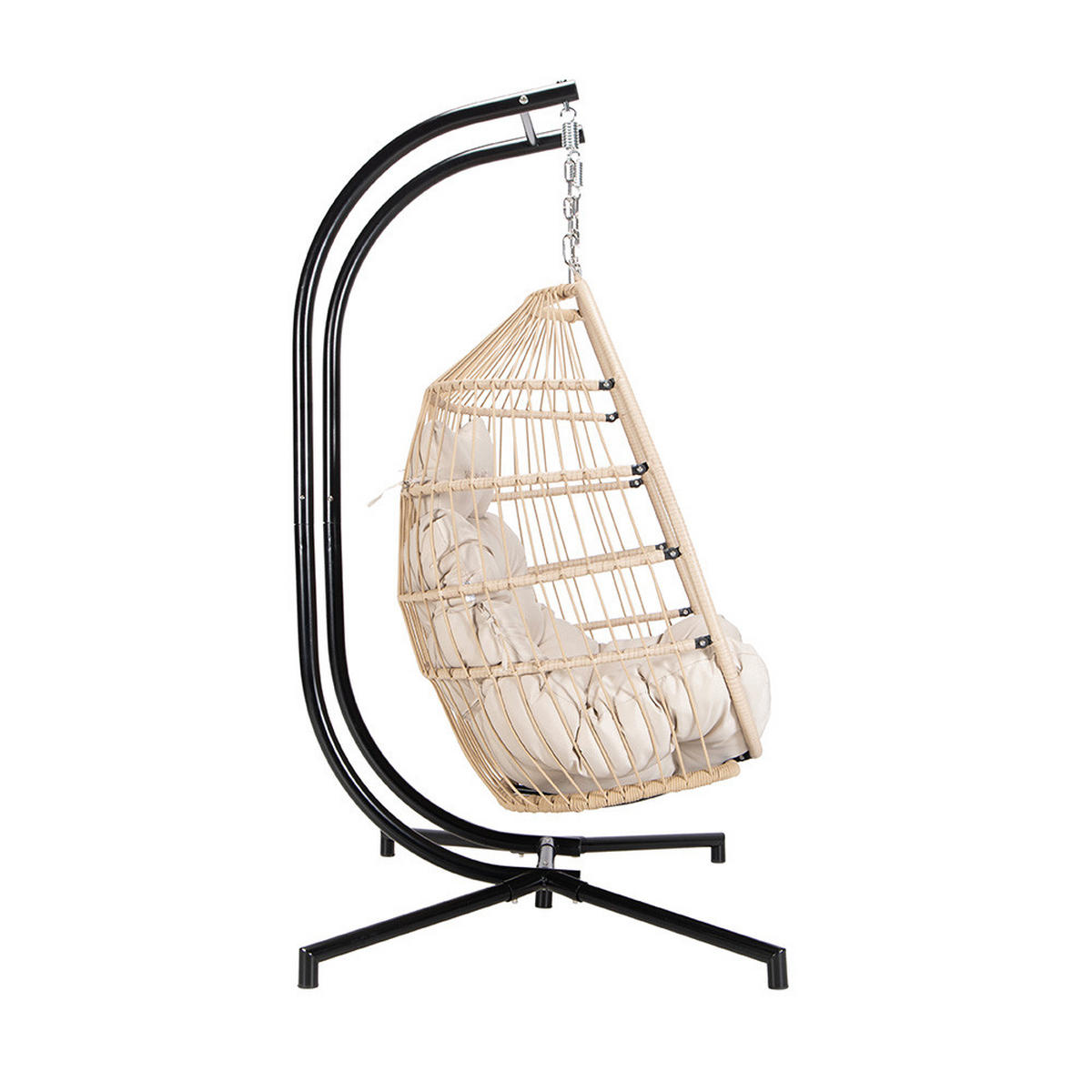 FALTBARER HÄNGESESSEL LOMA - Beige, 2-Sitzer - Beige, Kunststoff (130/123/69cm) - Home Deluxe