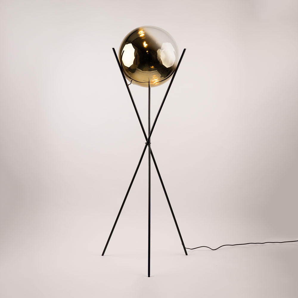 STEHLAMPE Orb Tripod Gold Schwarz/Verlauf - Goldfarben, Glas (40/40/160cm) - s.luce
