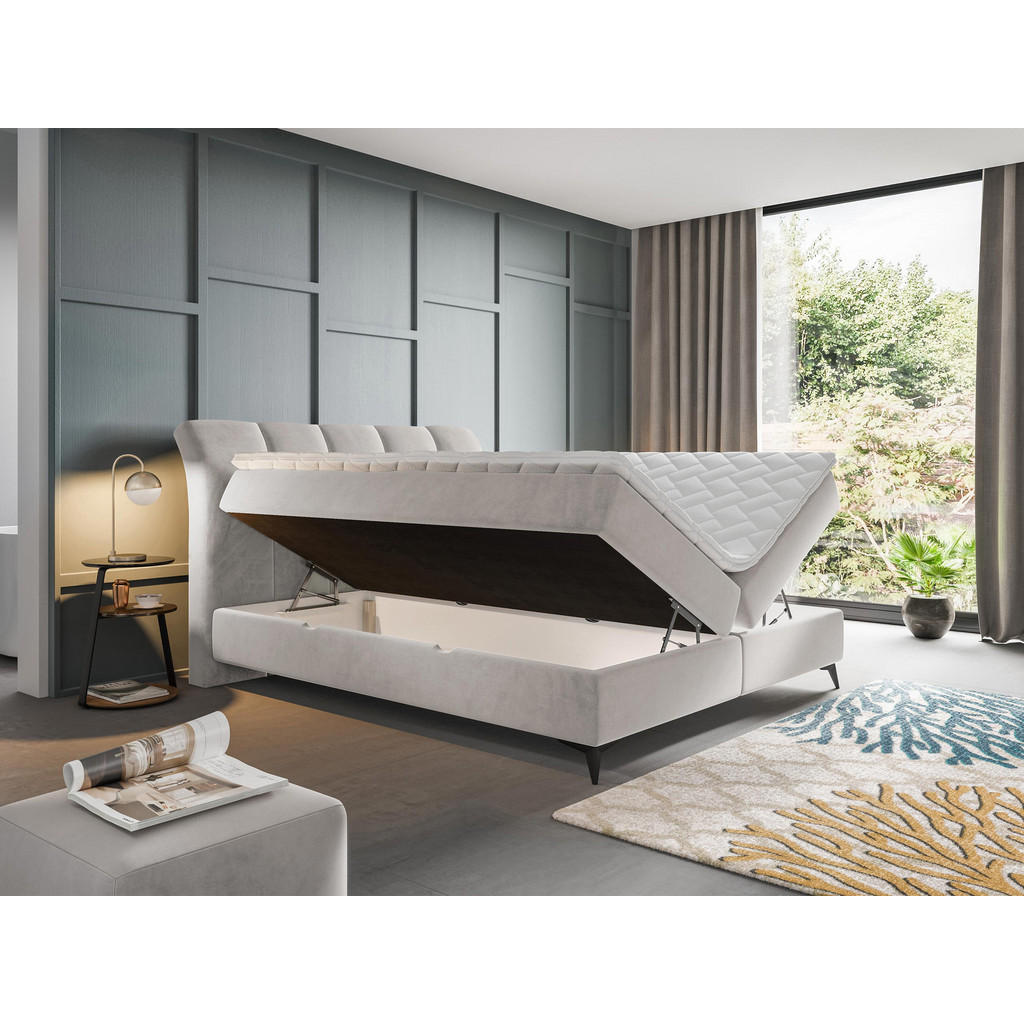 Thumbnail - Mirjan24 Boxbett, Grau, Textil, H3, Höhe ca. 19 cm, Rechteckig, 140x200 cm, Schlafzimmer, Betten, Boxspringbetten