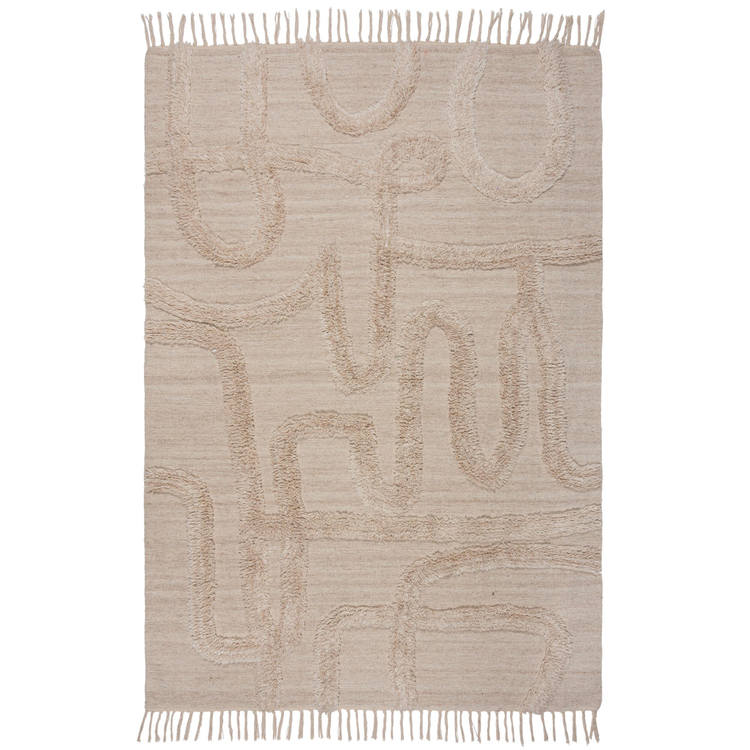 WOLLTEPPICH FOWEY, abstrakt, Natur-Beige, 200 x 290 cm - Beige, Textil (200/290cm) - KADIMA DESIGN