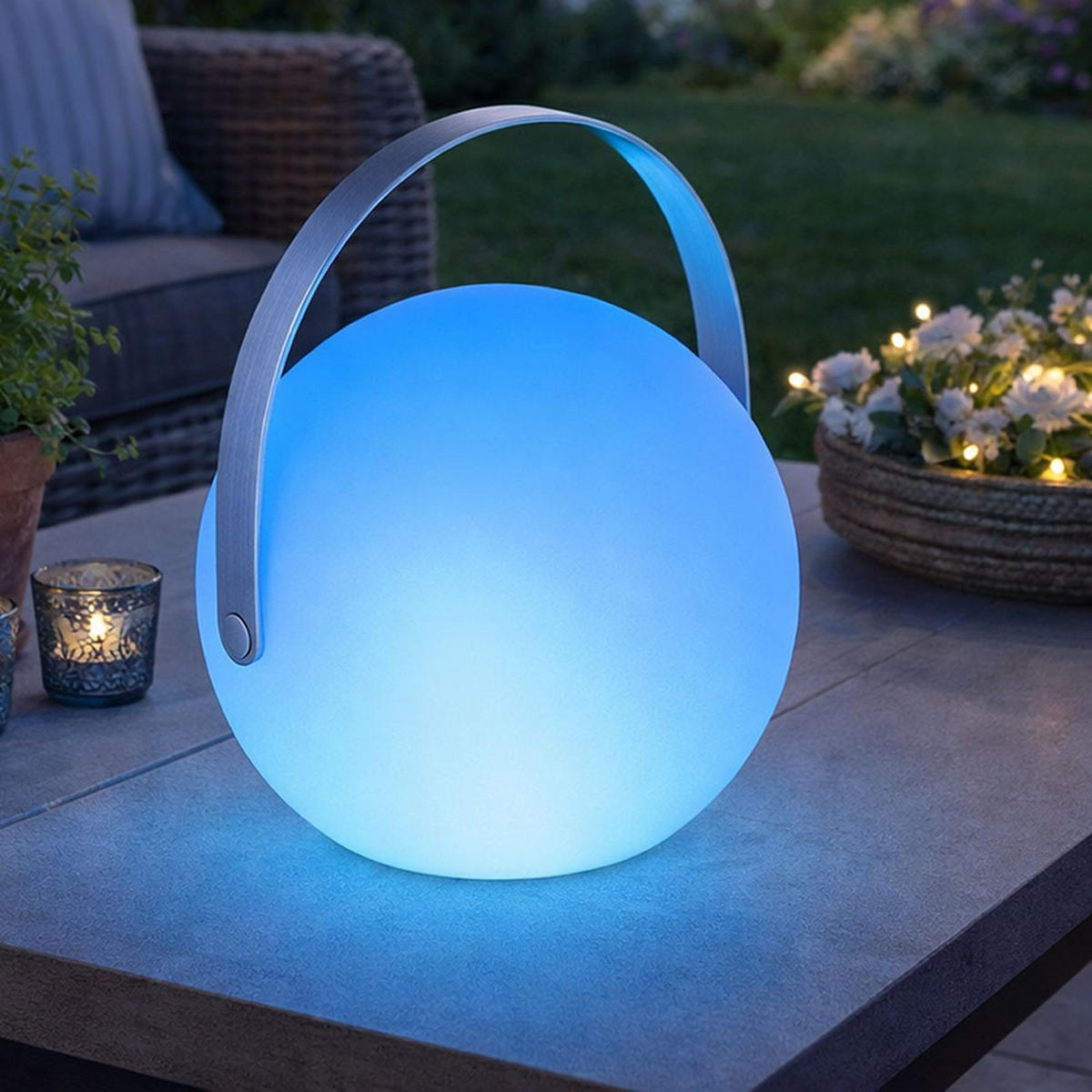 LED AUSSENLEUCHTE Kugel Weiß - Weiß, Metall (18.9/18.9/21cm) - Globo Lighting