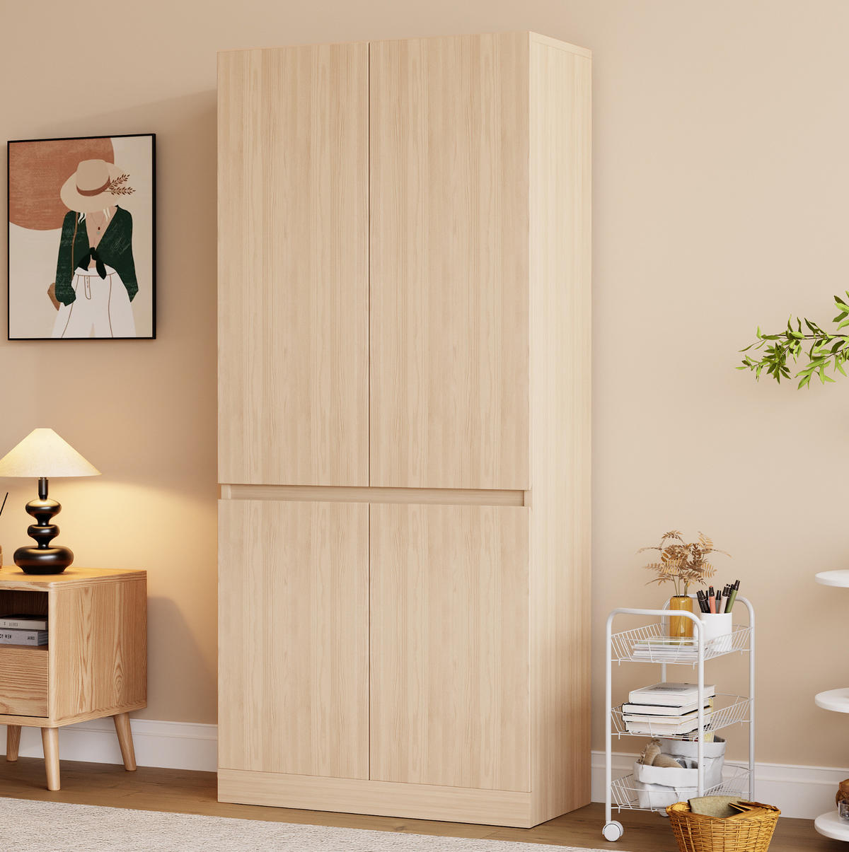 KLEIDERSCHRANK aus Holz 70x40x170 cm Naturholz mit Doppeltüren und großem Stauraum - Nussbaumfarben, Holzwerkstoff (70/170/40cm) - Modfu