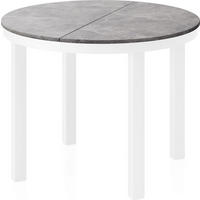 ESSTISCH Rowan Weiß runder ausziehbarer, Grauer Beton 100-176/100/76 cm - Hellgrau/Weiß, Holzwerkstoff/Metall (100/100/76cm) - WFL GROUP