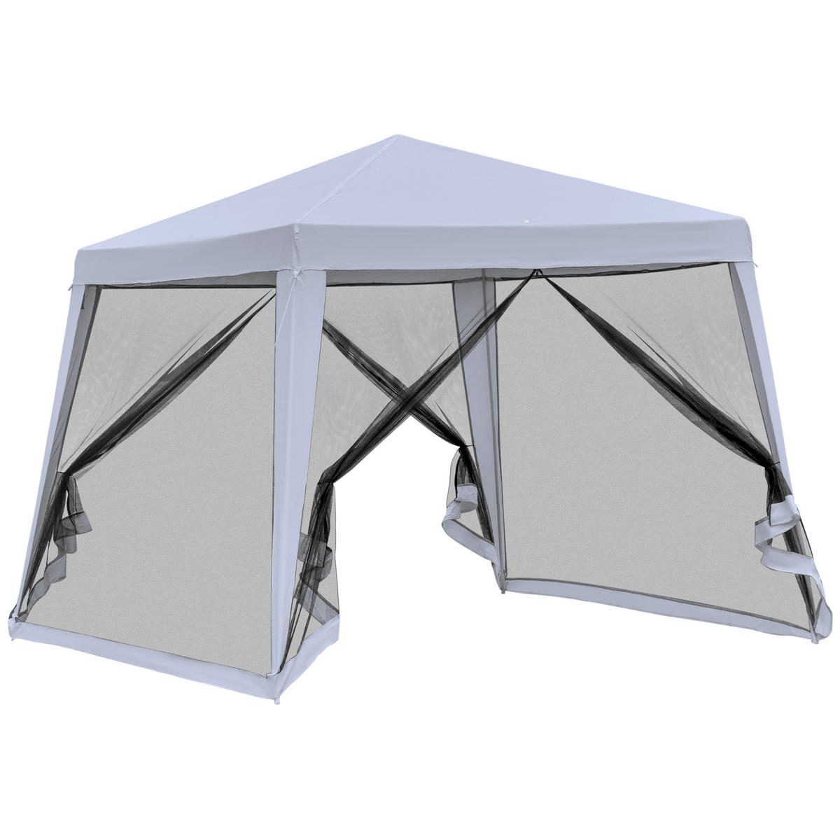 GARTENPAVILLON Pavillon Festzelt Partyzelt wetterfest Zelt mit Moskitonetz Metall + Polyester Grau 3 x 3 m - Grau, Metall (300/245/300cm)