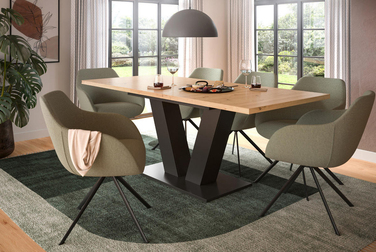 ESSTISCH Eiche, grau 150 - 190 cm, Küchentisch ausziehbar - Eiche Artisan/Grau, Holz/Holzwerkstoff (150/90/76cm) - Inn.Furn
