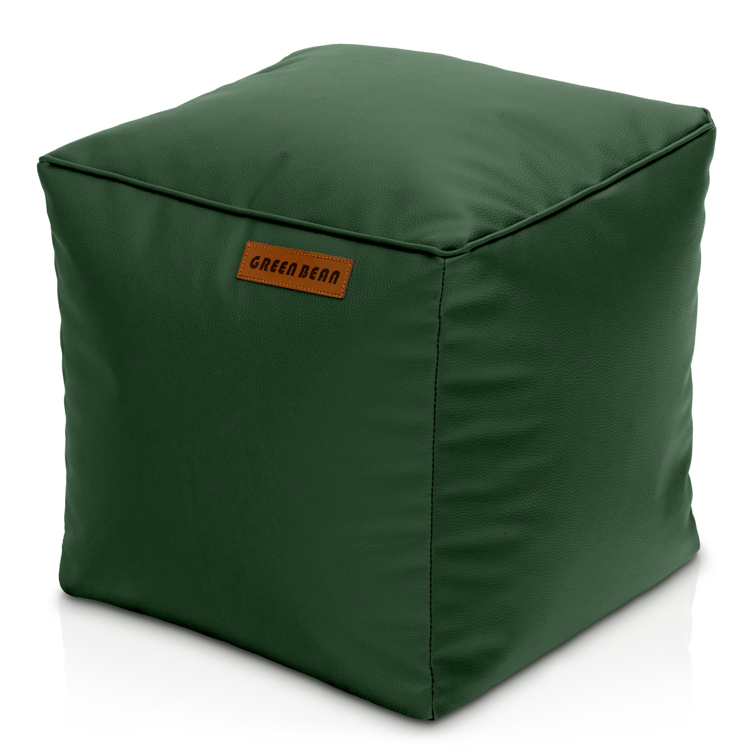 INDOOR HOCKER Cube eckig Kunstleder - Dunkelgrün, Textil (40/40/40cm) - Green Bean