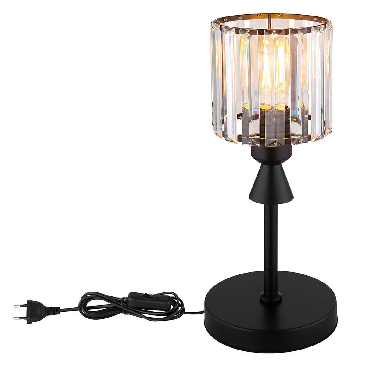 TISCHLEUCHTE Metall Schwarz Kristall - Schwarz, Metall (15/15/34.3cm) - Globo Lighting