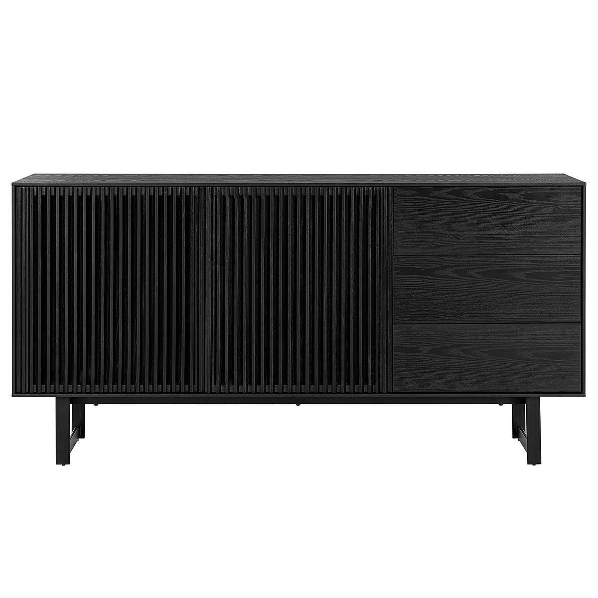 SIDEBOARD mit 3 Schubladen - Esche teilmassiv - Eschefarben/Schwarz, Holz (160/80/40cm) - home24