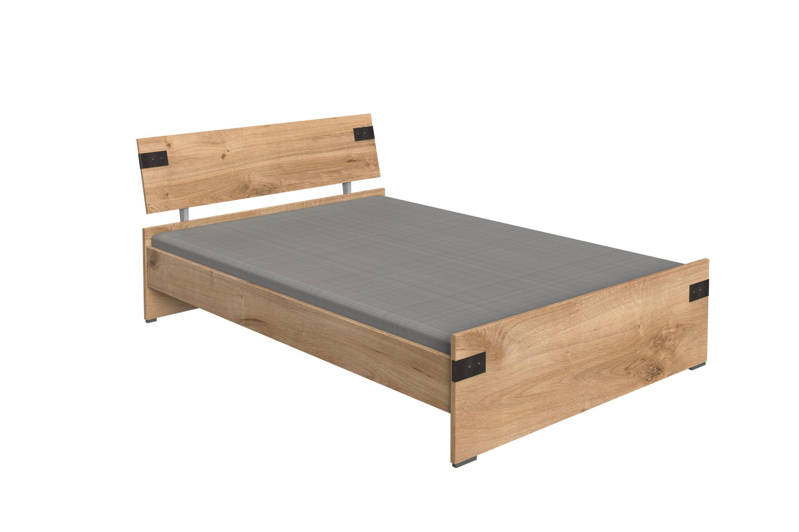 JUGENDBETT Liverpool in Plankeneiche und Graphit 140x200 cm - Braun, Holzwerkstoff (140/200cm)