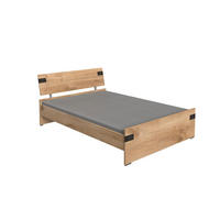 JUGENDBETT Liverpool in Plankeneiche und Graphit 140x200 cm - Braun, Holzwerkstoff (140/200cm)