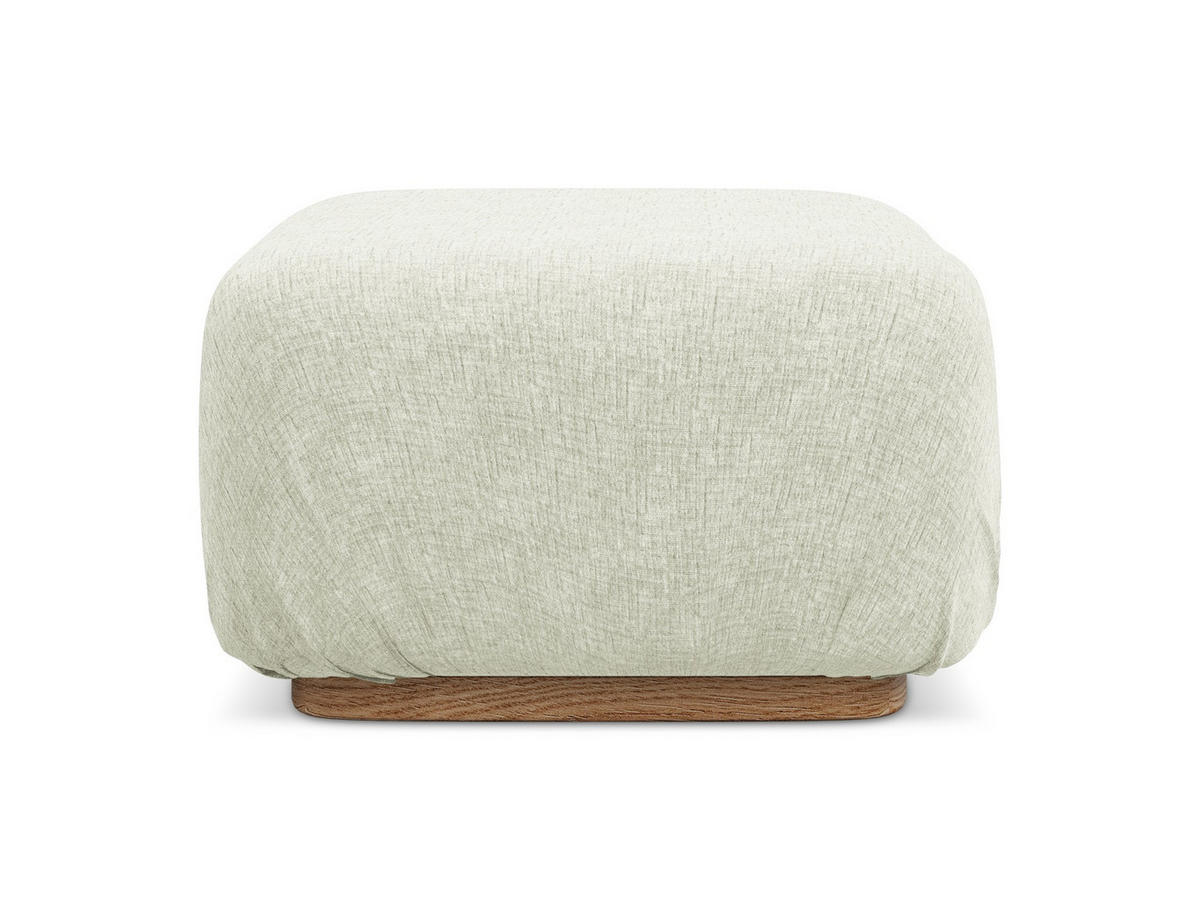 POUF Chenille Stoff Weiß - Weiß/Braun, Holz/Textil (83/95/41cm) - Makamii