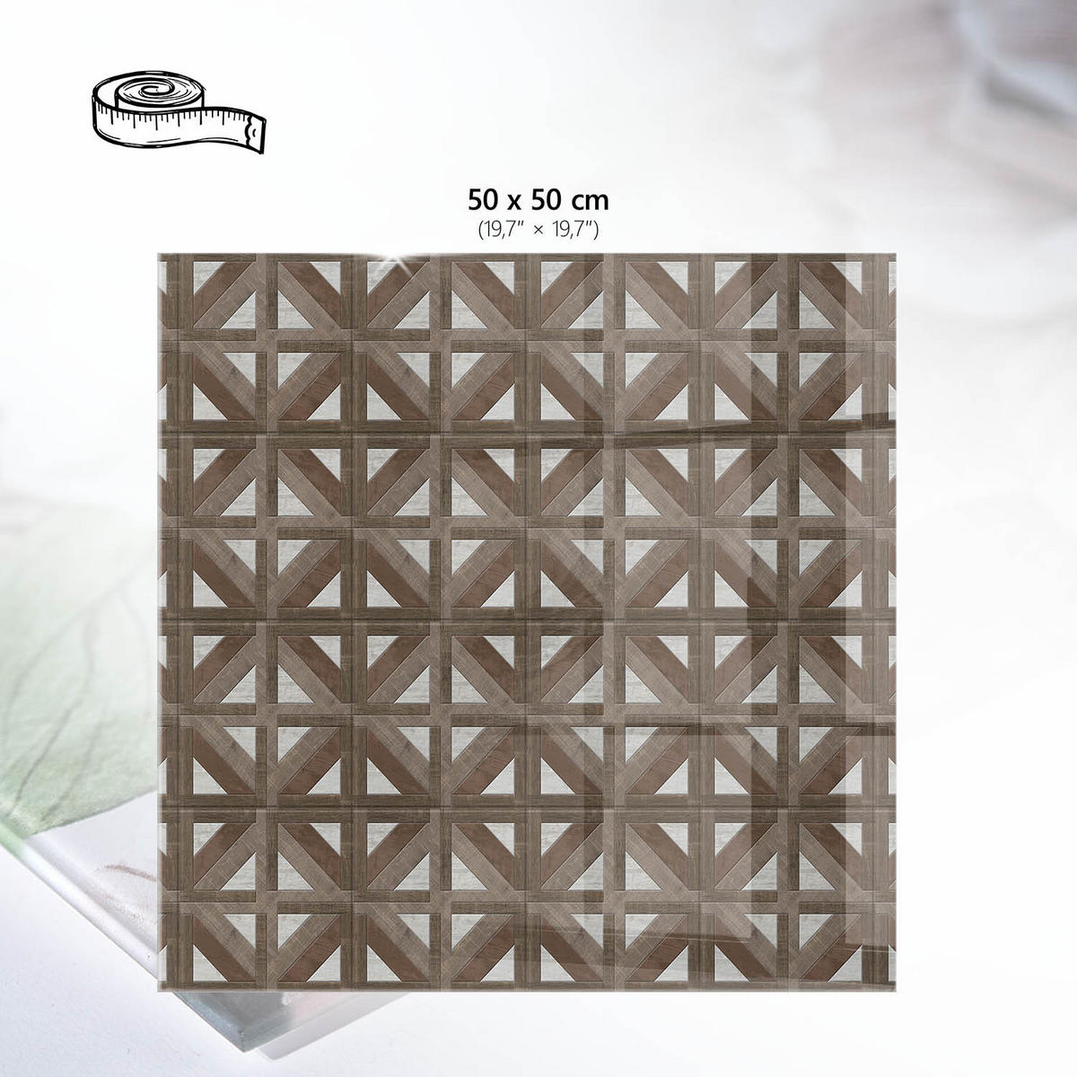 TISCHPLATTE 50x50 cm – Geometrischer Hintergrund - Schwarz, Glas (50/50/0.4cm) - Wallfluent