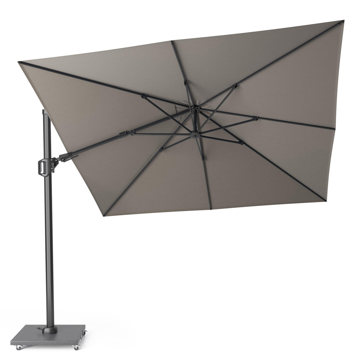 AMPELSCHIRM quadratisch 3 x 3 m Challenger T² Premium 360° kippbar grau/anthrazit - Grau, Metall (300/300cm) - Platinum
