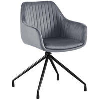 ESSZIMMERSTUHL Samt Dunkelgrau - Dunkelgrau/Schwarz, Textil/Metall (58/81/58cm) - CLP