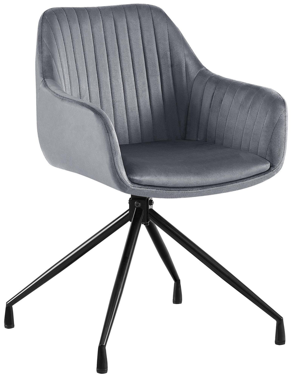 ESSZIMMERSTUHL Samt Dunkelgrau - Dunkelgrau/Schwarz, Textil/Metall (58/81/58cm) - CLP