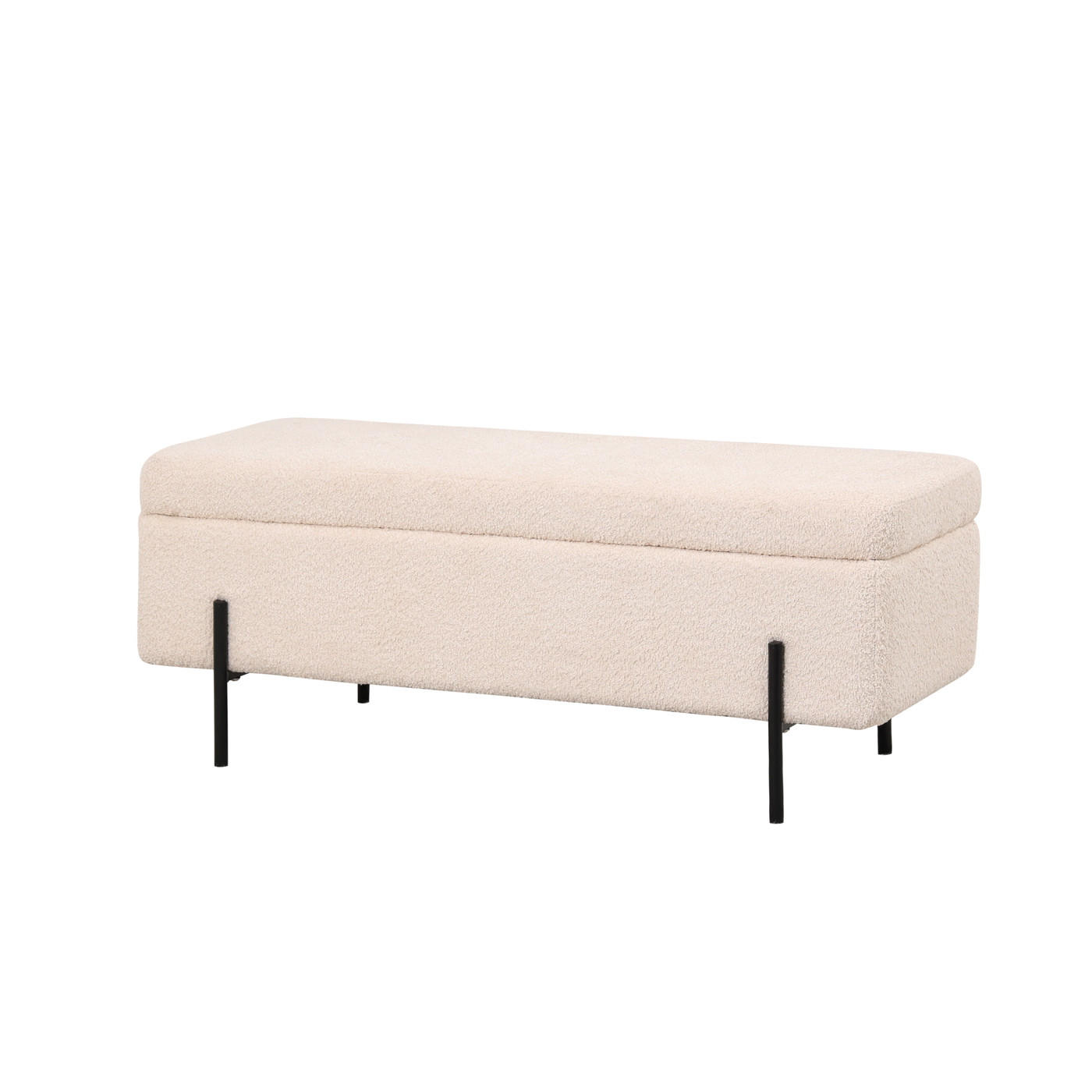 AUFBEWAHRUNGSBANK aus Bouclé, beige - Beige, Metall (110/40/45cm) - Giga Meubel