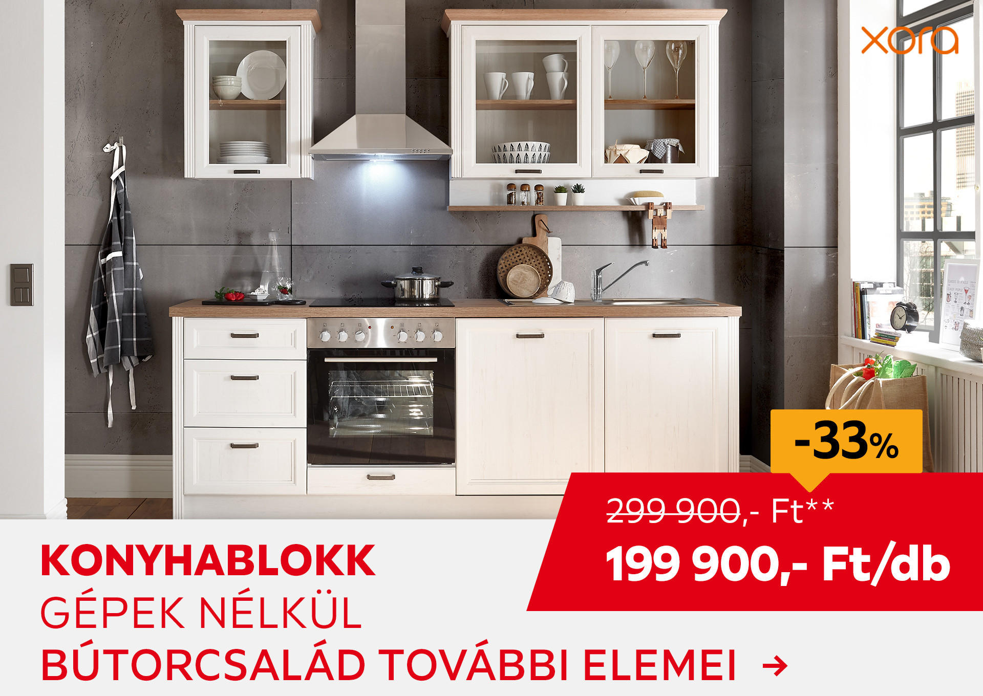 KONYHABLOKK GÉPEK NÉLKÜL Kiemelt termék 299900 Ft.- helyett 199900 Ft.-