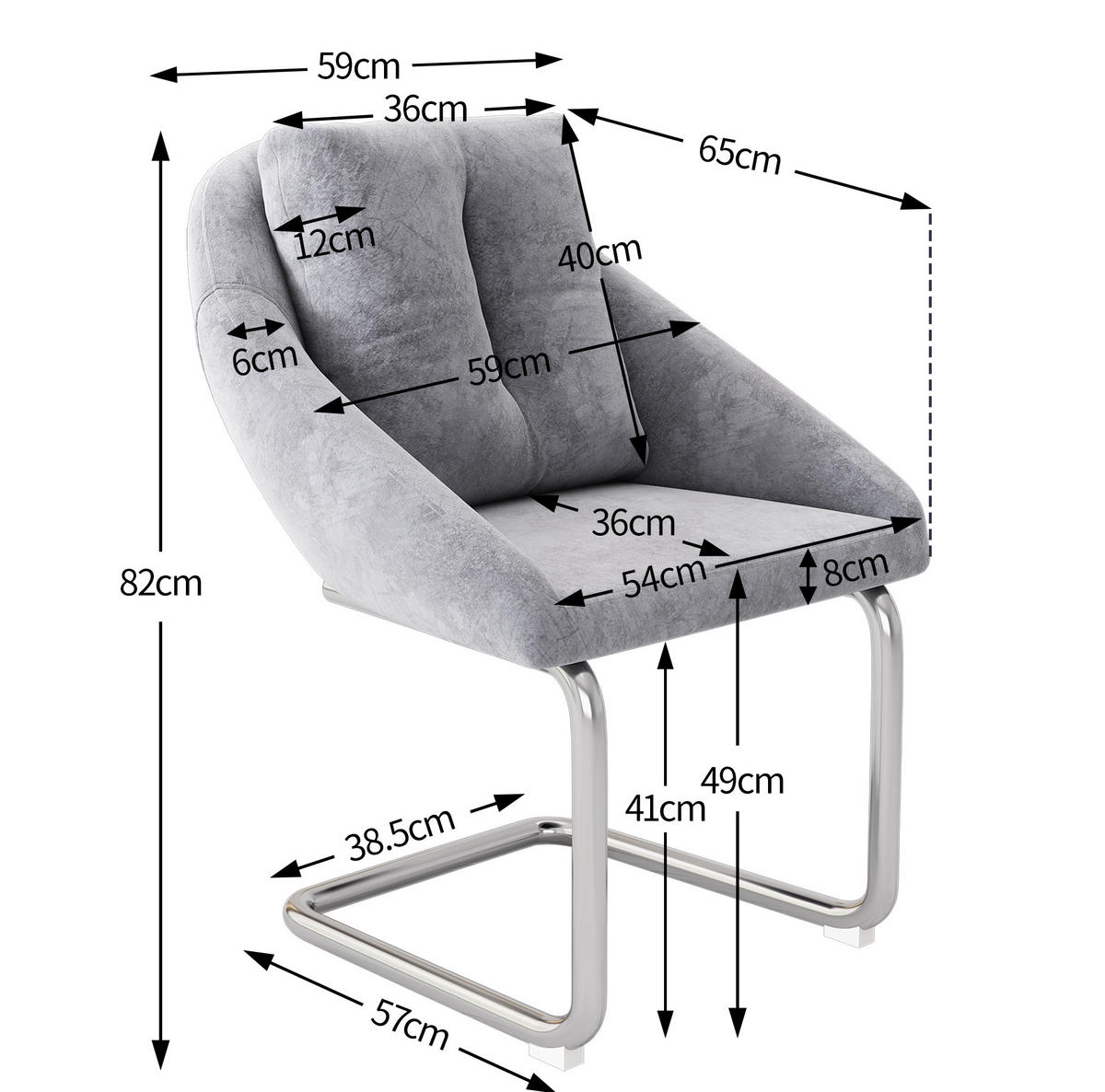ESSZIMMERSTUHL mit Drehfunktion Samt Grau 4er-Set - Grau, Metall (54/82/65.1cm) - Meubliv