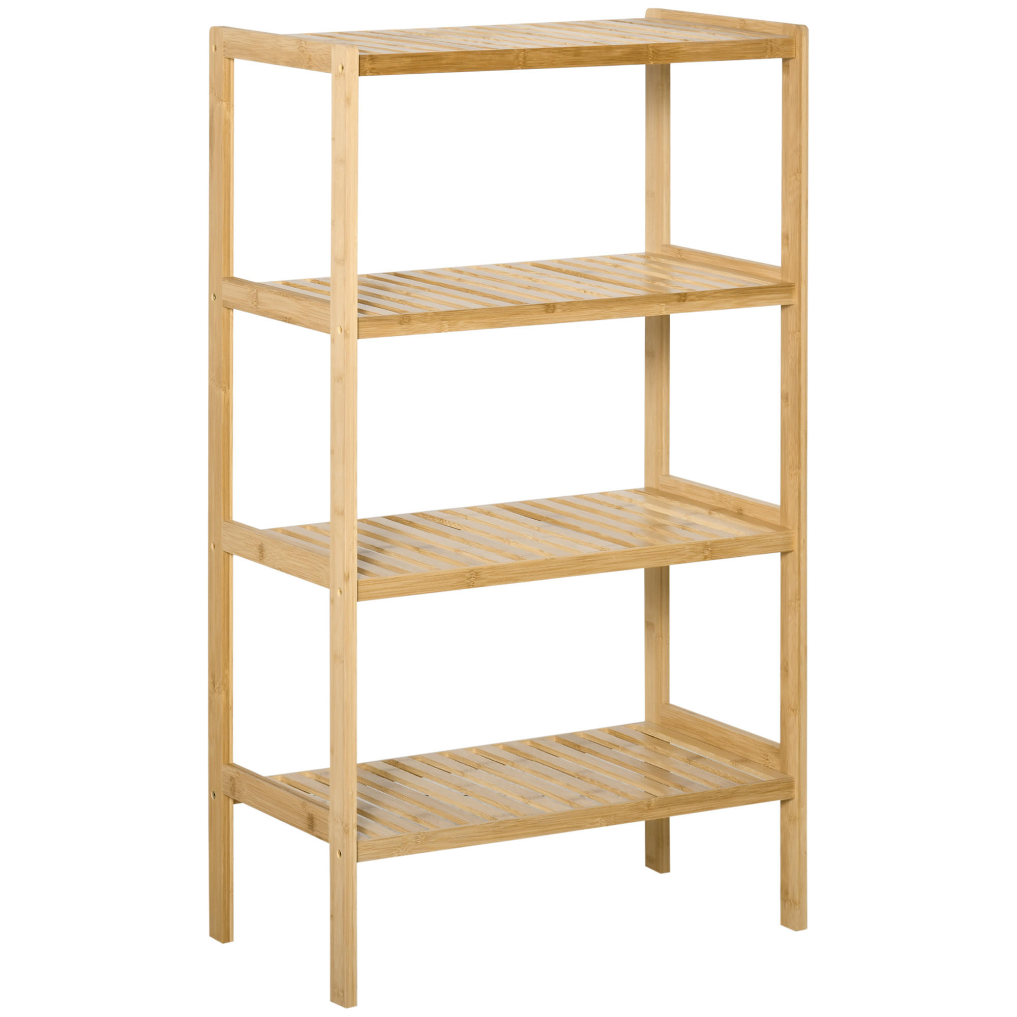 STANDREGAL Bücherregal 4-stufiges Bambusregal Büroregal Lagerregal Natur - Naturfarben, Naturmaterialen (33/112/62cm) - HOMCOM