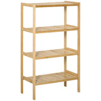 STANDREGAL Bücherregal 4-stufiges Bambusregal Büroregal Lagerregal Natur - Naturfarben, Naturmaterialien (33/112/62cm) - HOMCOM