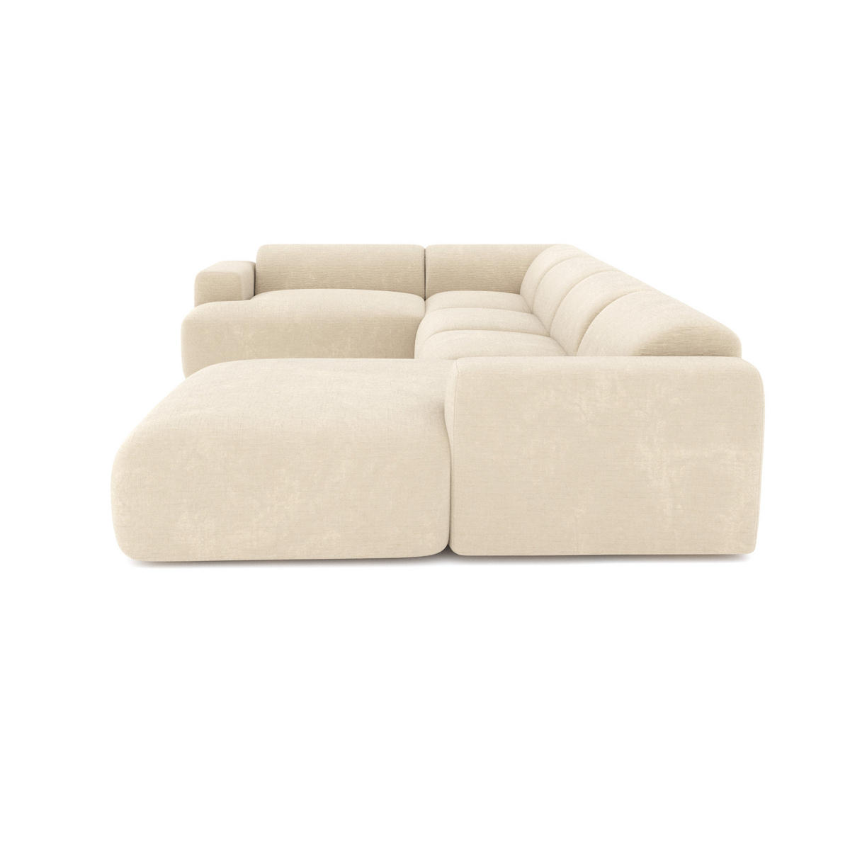 WOHNLANDSCHAFT Texturierter Samt Creme 354cm - Creme, Textil (354/73/164cm) - Sia Home
