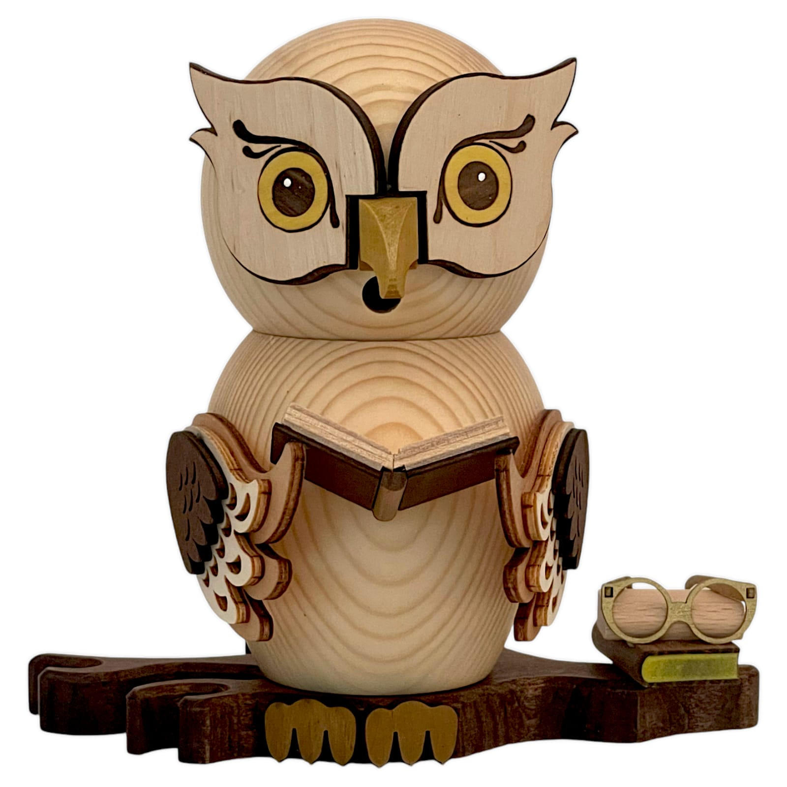 RAUCHFIGUR Eule mit Büchern 15 cm - Multicolor, Holz (10/15/10cm)